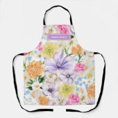 Custom Name Pastel Floral Kitchen Cooking Gift Schort (Voorkant)