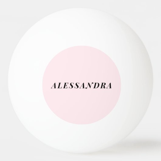 Custom Name Pastel Pink Black Minimalist Stylish Pingpongbal (Voorkant)