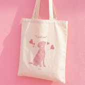 Custom Name Pastel Pink Labrador Valentine Tote Bag