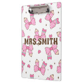 Custom Name Pencil Coquette Bow  Klembord (Links)