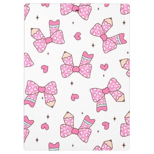 Custom Name Pencil Coquette Bow  Klembord (Achterkant)