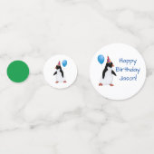 Custom Name Penguin Blue Balloon Table Confetti (Voorkanten)