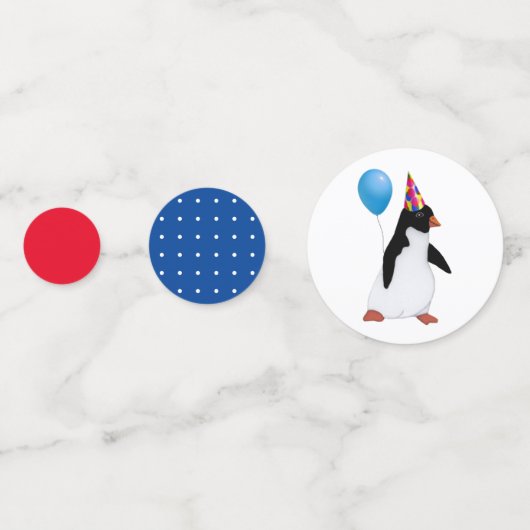 Custom Name Penguin Blue Balloon Table Confetti (Achterkanten)