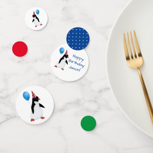 Custom Name Penguin Blue Balloon Table Confetti (Groep)