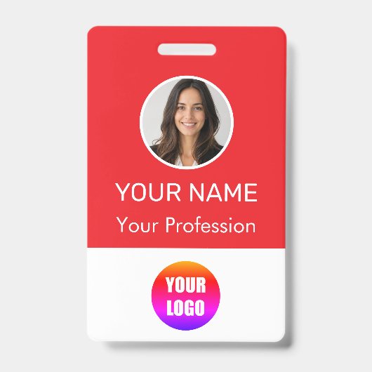 Custom Name Personalized Employee Company Logo Badge (Voorzijde)
