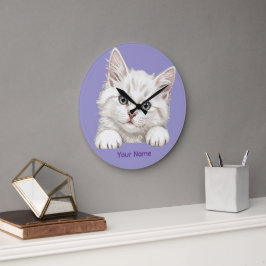 Custom Name Personalized Kitten Art Gift Grote Klok