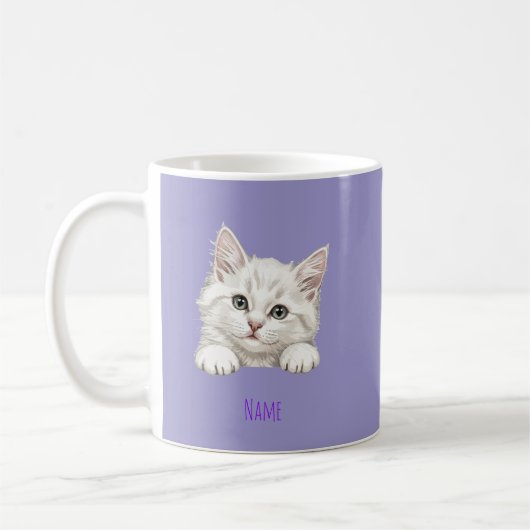 Custom Name Personalized Kitten Art Gift Koffiemok (Links)