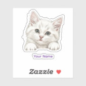 Custom Name Personalized Kitten Art Gift Sticker (Vel)