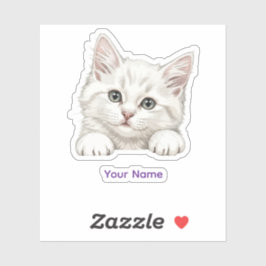 Custom Name Personalized Kitten Art Gift Sticker