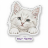 Custom Name Personalized Kitten Art Gift Sticker (Voorkant)