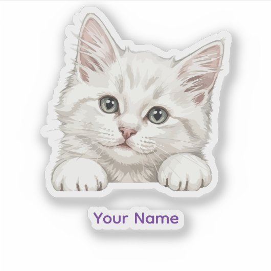 Custom Name Personalized Kitten Art Gift Sticker (Voorkant)