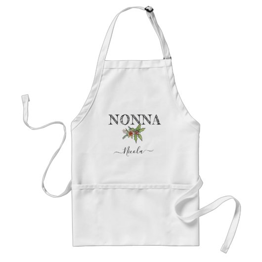 Custom Name Personalized Nonna Apron With Pockets Standaard Schort (Voorkant)
