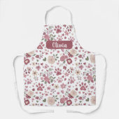 Custom Name Pet Lover Apron - Romantic Floral Schort (Voorkant)