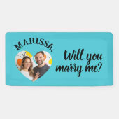 Custom Name Photo Heart Wil je met me trouwen Spandoek (Horizontaal)