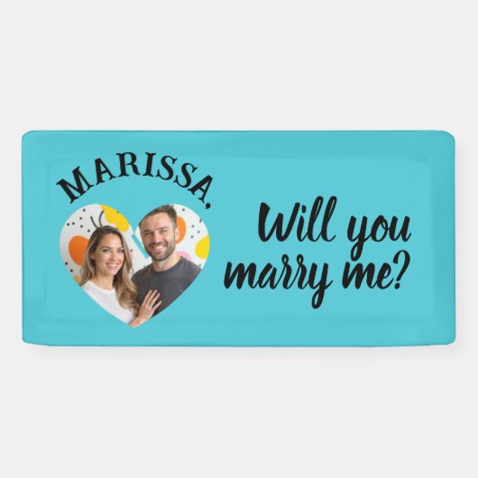 Custom Name Photo Heart Wil je met me trouwen Spandoek