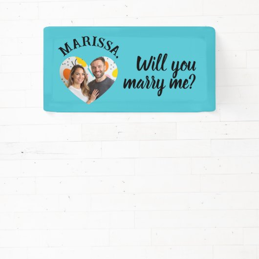 Custom Name Photo Heart Wil je met me trouwen Spandoek (Insitu)