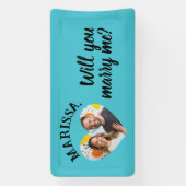 Custom Name Photo Heart Wil je met me trouwen Spandoek (Verticaal)