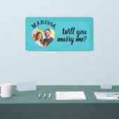 Custom Name Photo Heart Wil je met me trouwen Spandoek (Beurs)