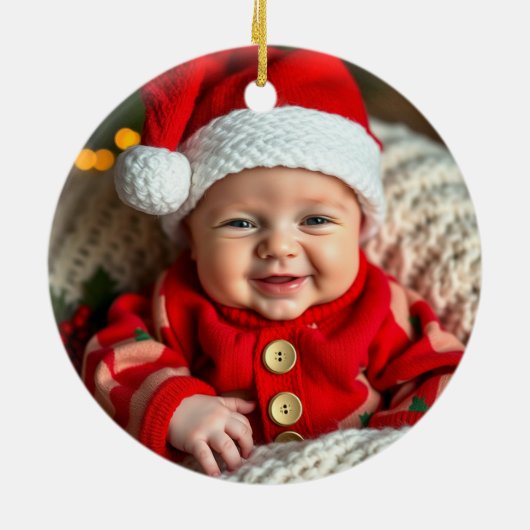 Custom Name & Photo Keepsake with Cute Aus Wombat Keramisch Ornament (Achterkant)