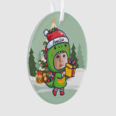 Custom name + photo message me-Christmas Ornament (voorkant)