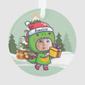 Custom name + photo message me-Christmas Ornament (achterkant)