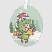 Custom name + photo message me-Christmas Ornament (voorkant)