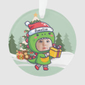 Custom name + photo message me-Christmas Ornament (voorkant)