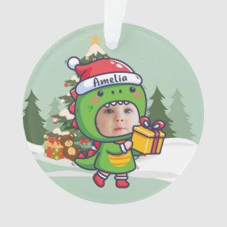 Custom name + photo message me-Christmas Ornament