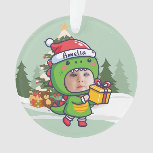 Custom name + photo message me-Christmas Ornament (voorkant)