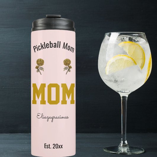 Custom Name Pickleball Mom Modern Sports Gift Pink Thermosbeker
