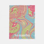 Custom Name Pink and Green Marble Fleece Blanket (Voorkant)