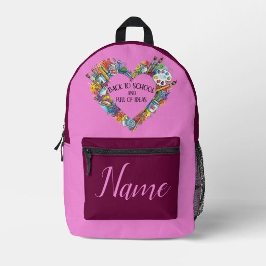 Custom Name Pink Girls Back to School  Bedrukte Rugzak (Voorkant)