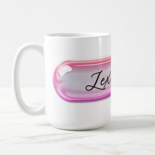 Custom Name Pink Glass Effect | Personalized Koffiemok (Links)