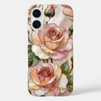 Custom Name Pink Rose Phone Case Elegant Floral