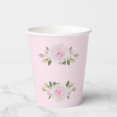 Custom Name, Pink Roses Paper Cups Baby Shower Papieren Bekers (Achterkant)