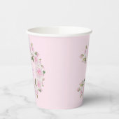 Custom Name, Pink Roses Paper Cups Baby Shower Papieren Bekers (Links)