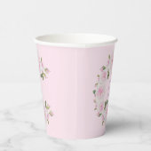 Custom Name, Pink Roses Paper Cups Baby Shower Papieren Bekers (Rechts)