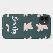 Custom name pink teddy bear silhouette Case-Mate iPhone case (Achterkant (horizontaal))
