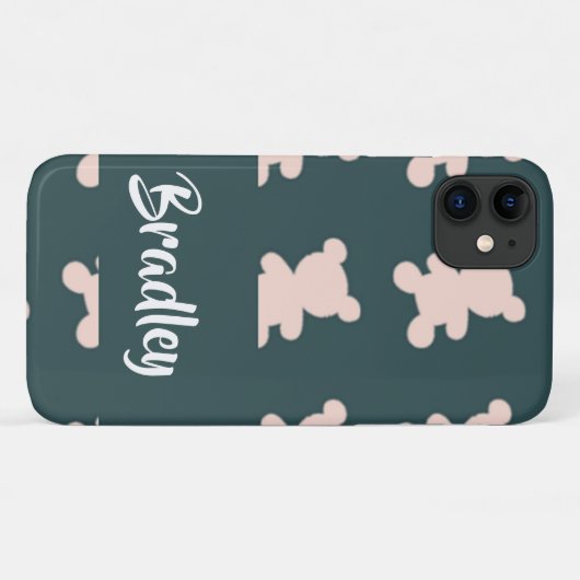 Custom name pink teddy bear silhouette Case-Mate iPhone case (Achterkant (horizontaal))