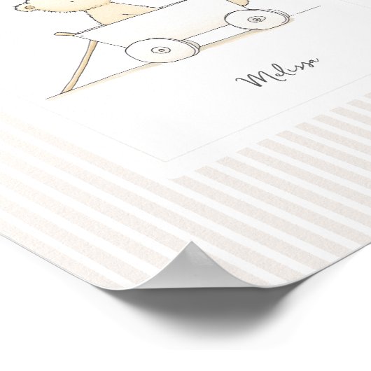 Custom Name Poster - Cute Bear in Pull Wagon (Hoek)