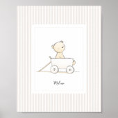 Custom Name Poster - Cute Bear in Pull Wagon (Voorkant)