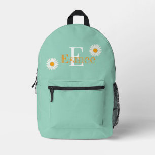 Custom Name Powder Retro Blauwe Rugzak met Daisy