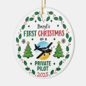 Custom Name Private Pilot First Christmas Keramisch Ornament (Links)