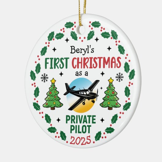 Custom Name Private Pilot First Christmas Keramisch Ornament (Links)