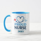 Custom Name Proud Nurse Coffee Mug Gift Mok (Links)