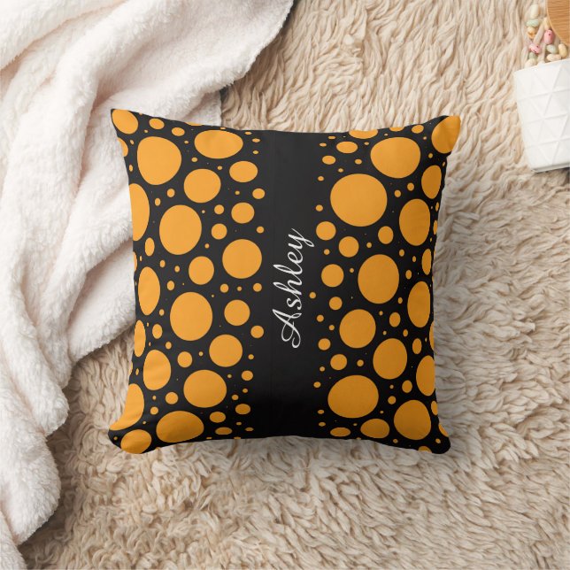 Custom Name Pumpkin Circles Throw Pillow Gift Kussen (Deken)