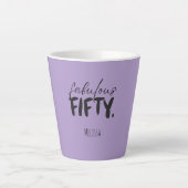 Custom Name - Purple Fabulous Fifty Latte Mug Mok (Voorkant)