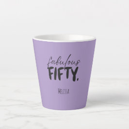 Custom Name - Purple Fabulous Fifty Latte Mug Mok