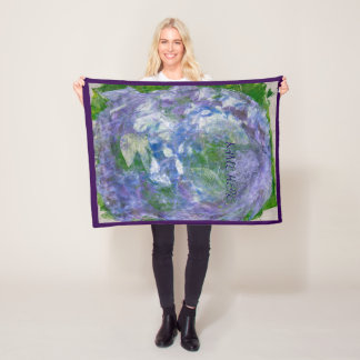 Custom Name Purple Green Abstract Painted Fleece Deken