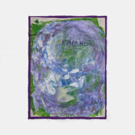 Custom Name Purple Green Abstract Painted Fleece Deken